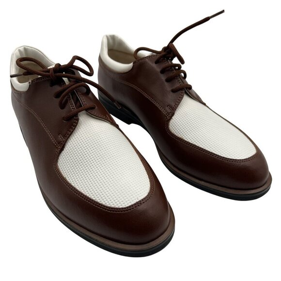 NEW Tehama 9 Brown White Leather Oxford Golf Shoes Italy Made Old Money Preppy main image 10